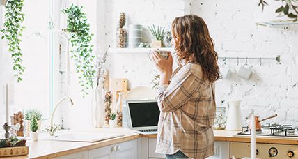A woman drinking coffee A woman drinking coffee