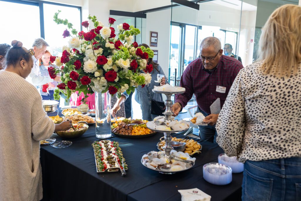 Friends and family of Paragon Bank enjoyed food during the Grand Opening Ceremony